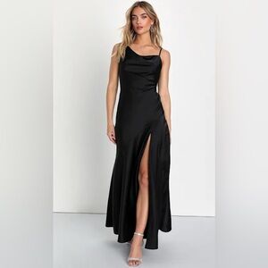 Impressive ElSatin Asymmetrical Maxi elegant dress Ptp  19 L from waist 32
